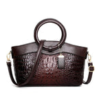 Bella - Women's Croc-Embossed Vintage Leather Handbag