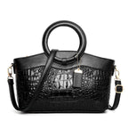 Bella - Women's Croc-Embossed Vintage Leather Handbag