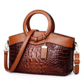 Bella - Women's Croc-Embossed Vintage Leather Handbag