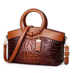 Bella - Women's Croc-Embossed Vintage Leather Handbag