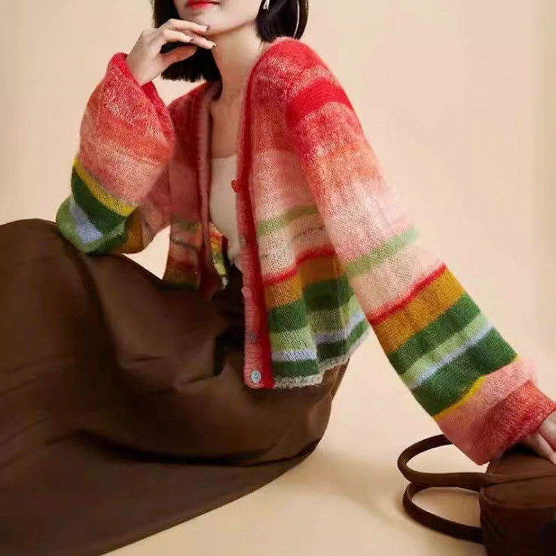 Blaire - Women's Colorful Knit Button-Up Cardigan