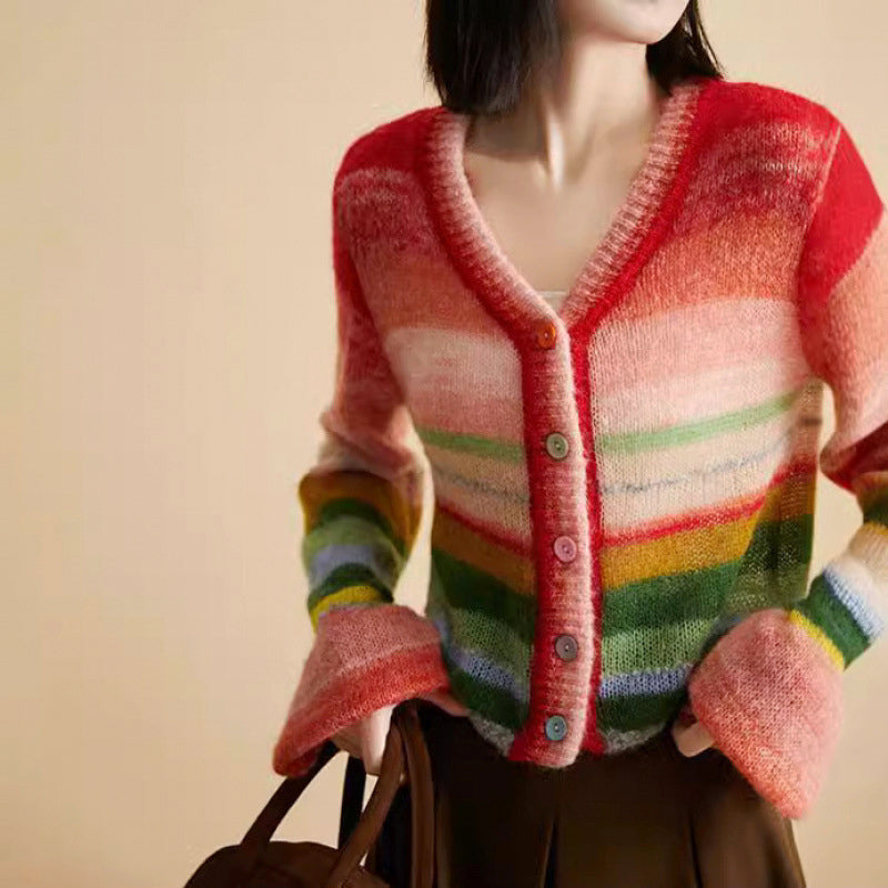Blaire - Women's Colorful Knit Button-Up Cardigan
