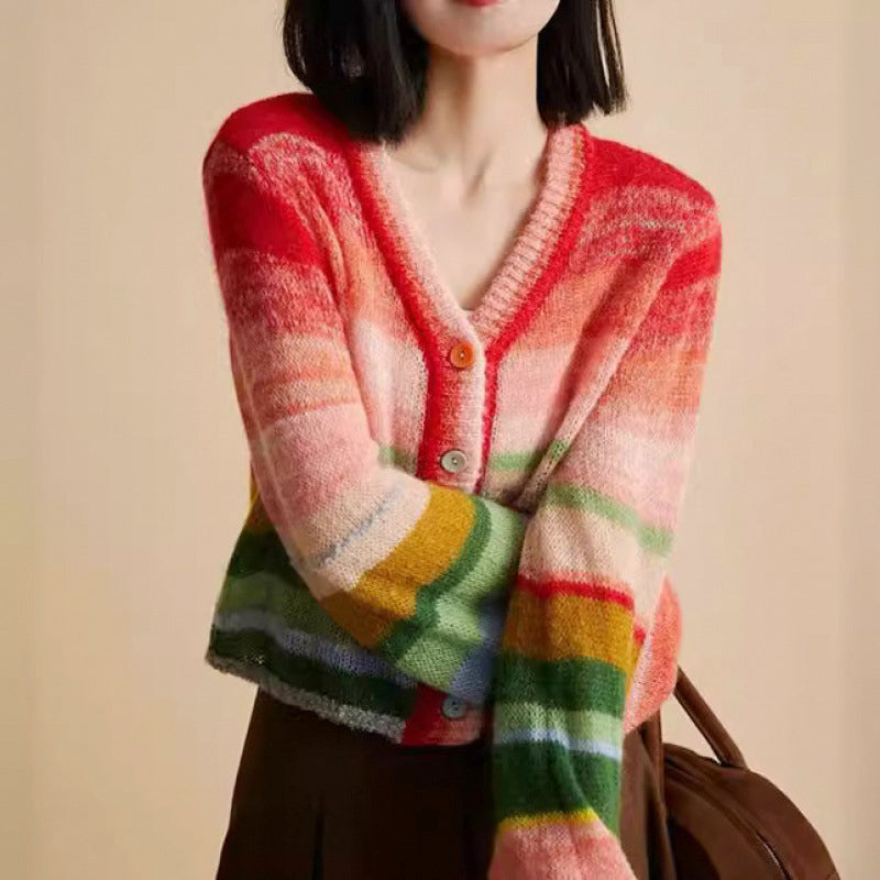Blaire - Women's Colorful Knit Button-Up Cardigan