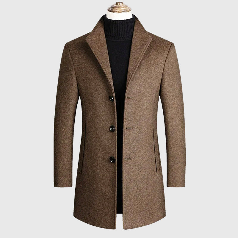 Brayden - Men's Tailored Wool Blend Coat with Notch Lapel