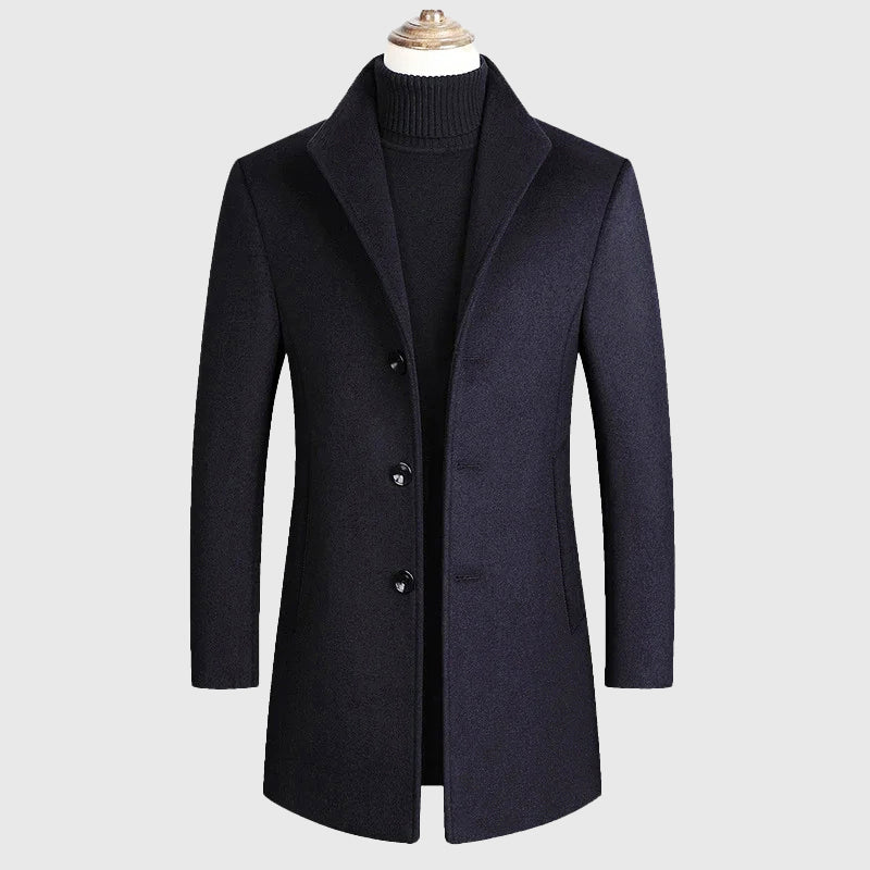 Brayden - Men's Tailored Wool Blend Coat with Notch Lapel