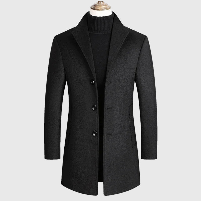 Brayden - Men's Tailored Wool Blend Coat with Notch Lapel