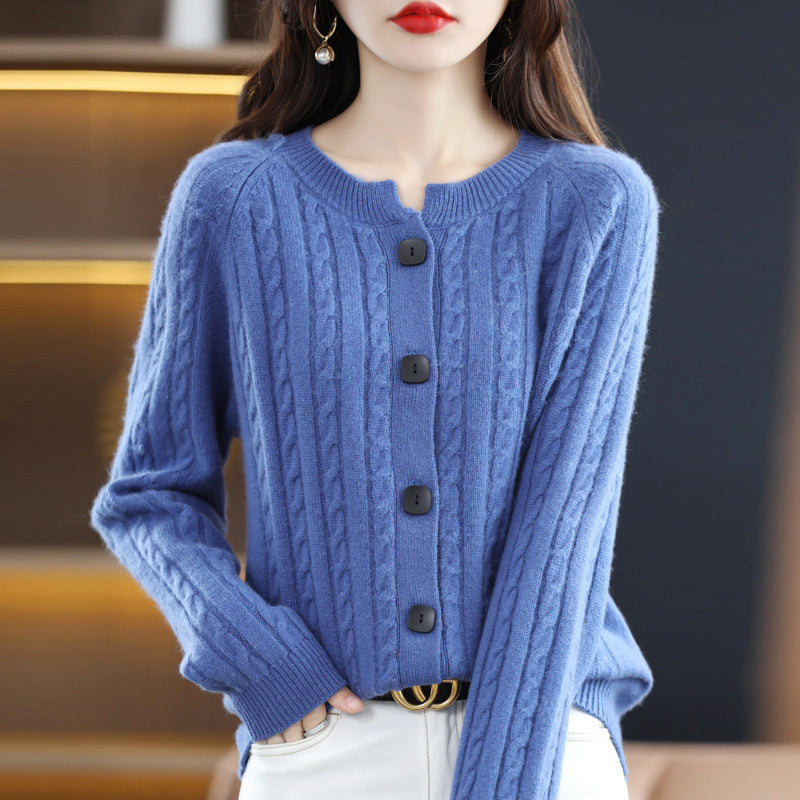 Brianna - Women's Casual Fitted Cable Knit Cardigan