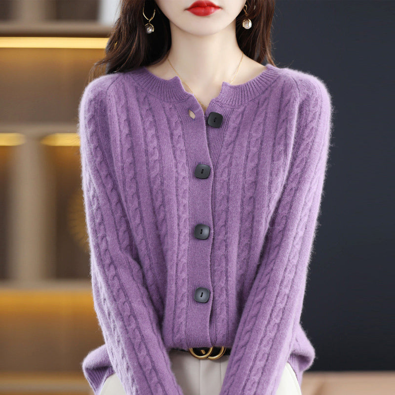 Brianna - Women's Casual Fitted Cable Knit Cardigan