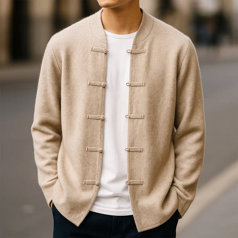 Caleb - Men's Cashmere Mandarin Collar Cardigan