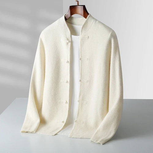 Caleb - Men's Cashmere Mandarin Collar Cardigan