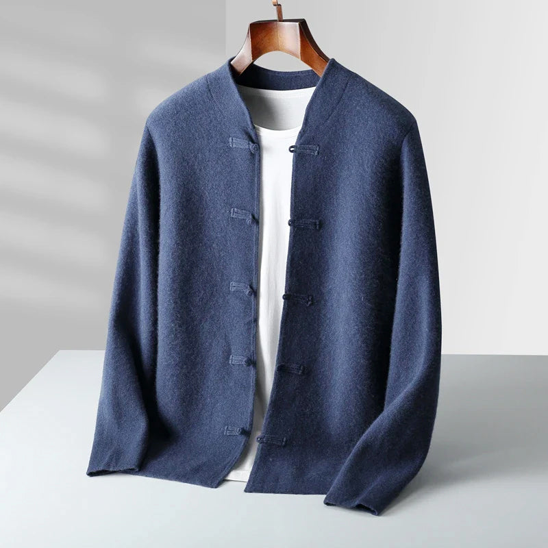 Caleb - Men's Cashmere Mandarin Collar Cardigan