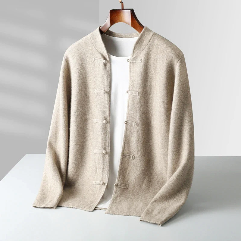 Caleb - Men's Cashmere Mandarin Collar Cardigan