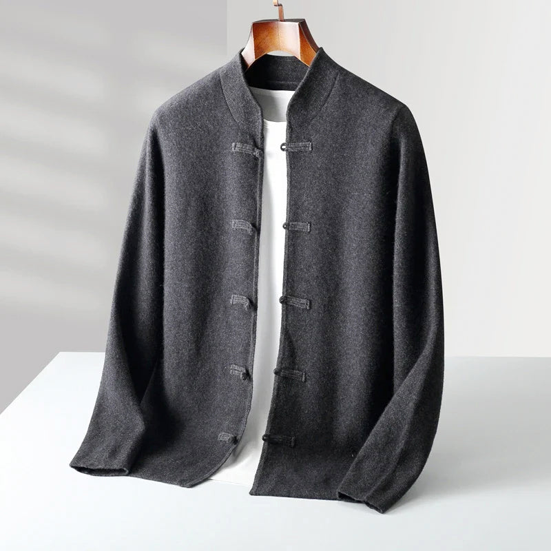 Caleb - Men's Cashmere Mandarin Collar Cardigan