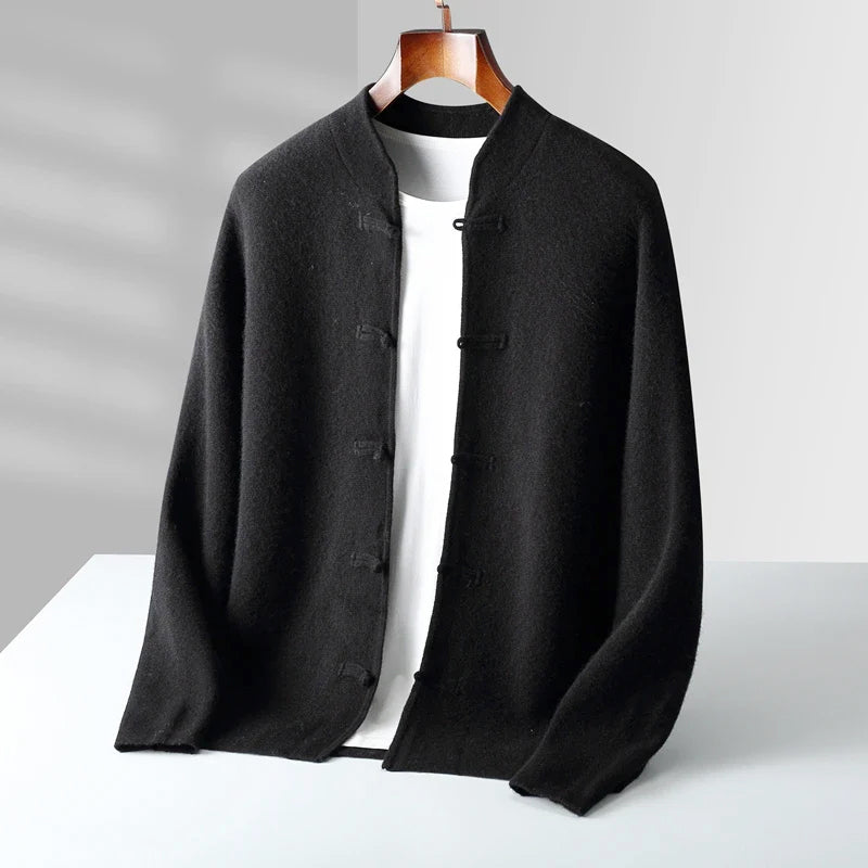 Caleb - Men's Cashmere Mandarin Collar Cardigan