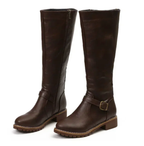 Caroline - Women's Buckled Knee-High Leather Boots