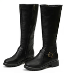 Caroline - Women's Buckled Knee-High Leather Boots