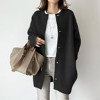 Cassie - Women's Wool Blend Snap-Front Long Cardigan
