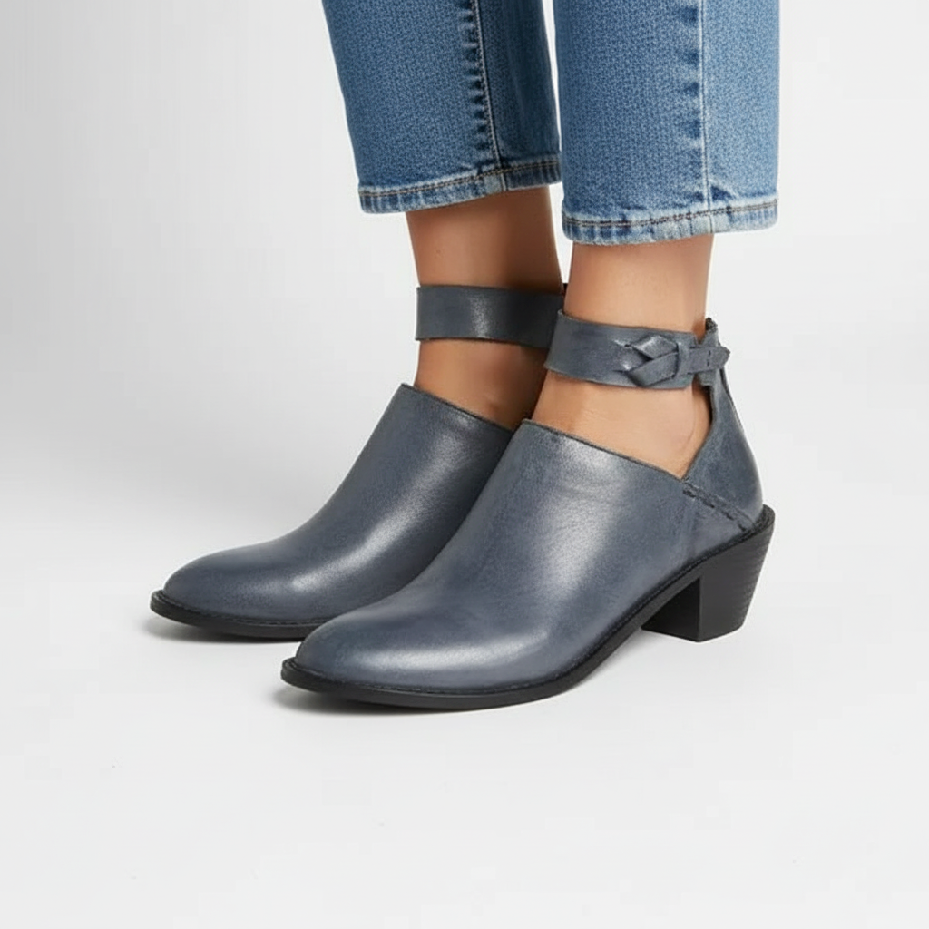 Celine - Women's Cutout Ankle Strap Block Heel Boots