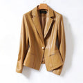 Celine - Women's One-Button Genuine Leather Blazer