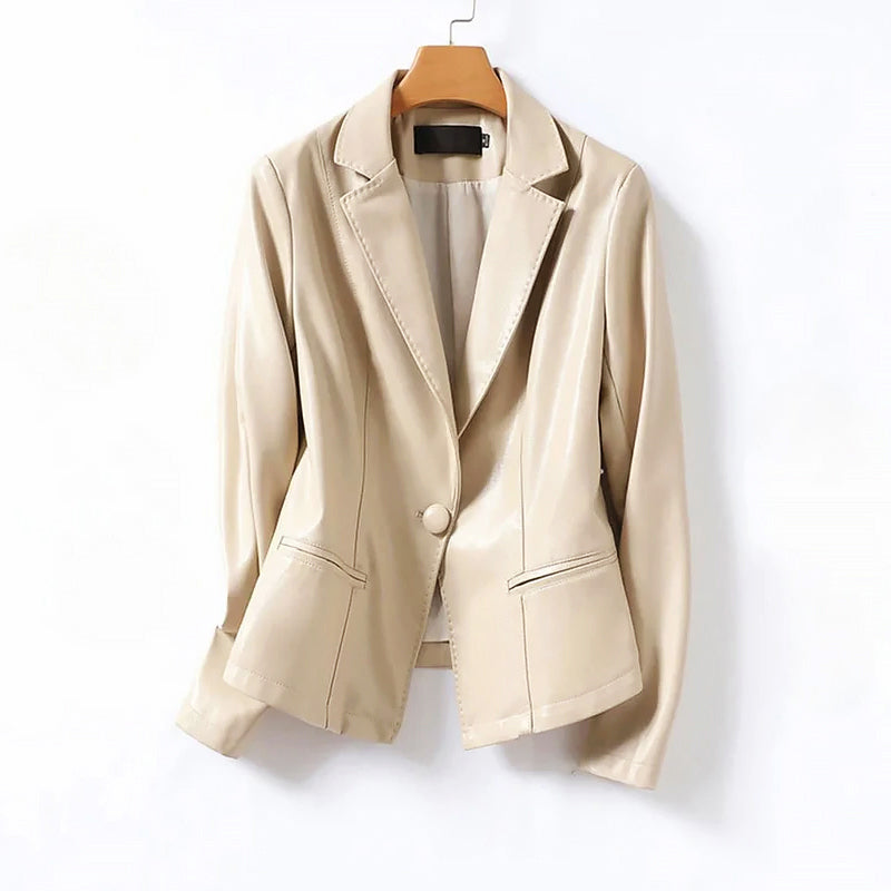 Celine - Women's One-Button Genuine Leather Blazer