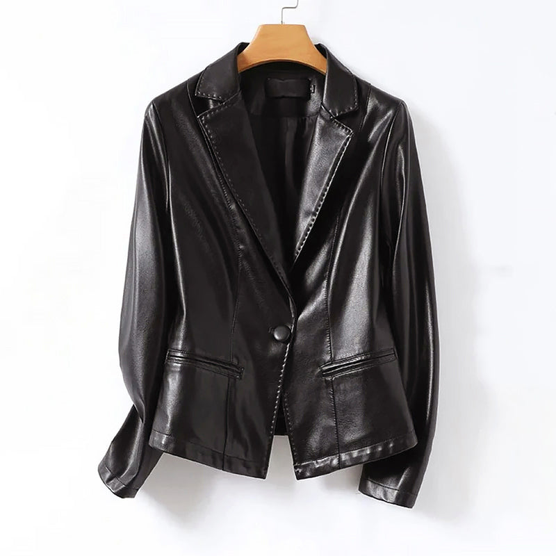 Celine - Women's One-Button Genuine Leather Blazer