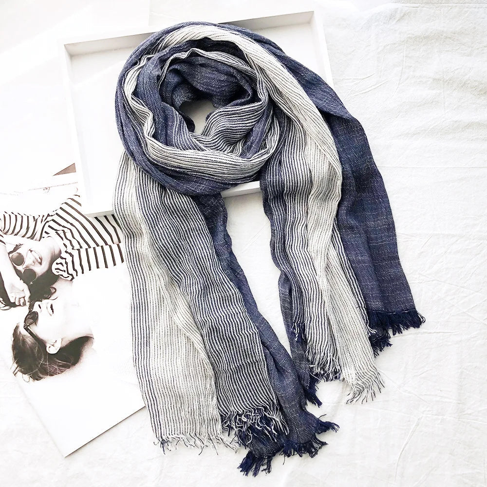 Chandler - Striped Linen Blend Scarf