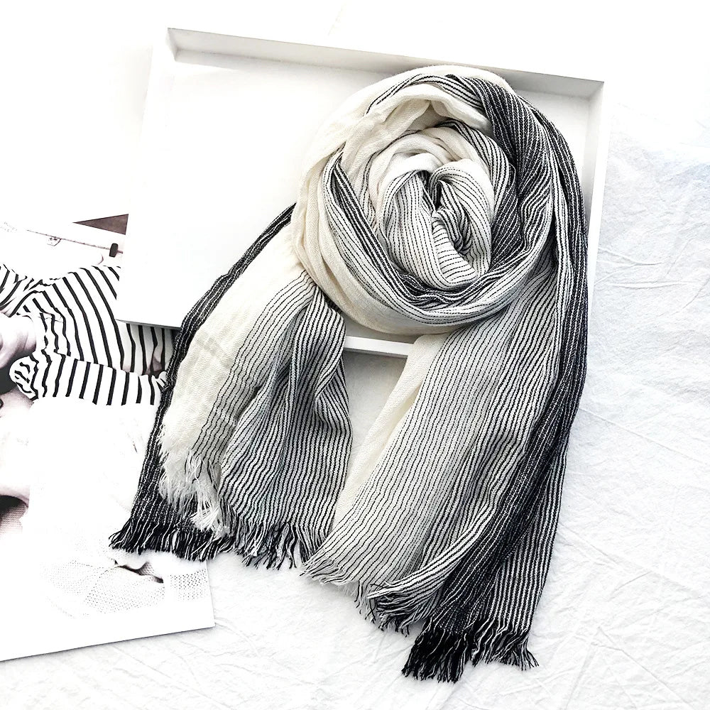 Chandler - Striped Linen Blend Scarf