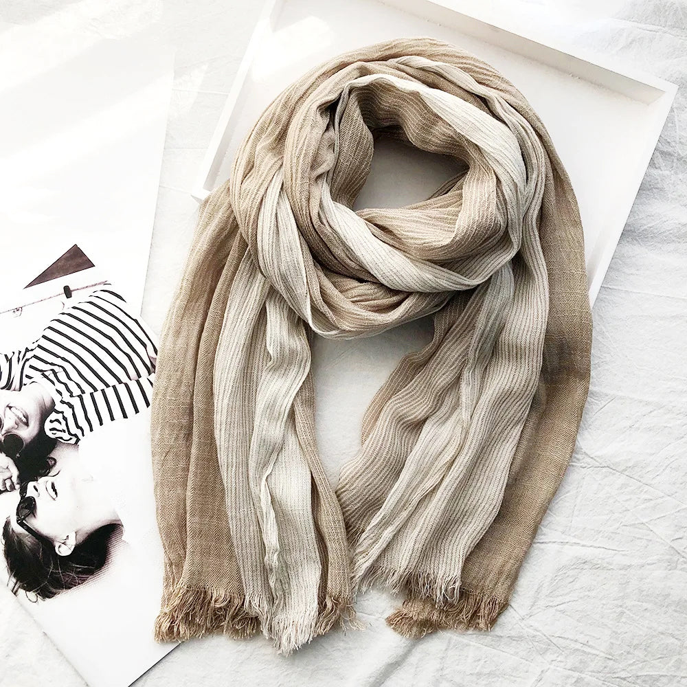Chandler - Striped Linen Blend Scarf