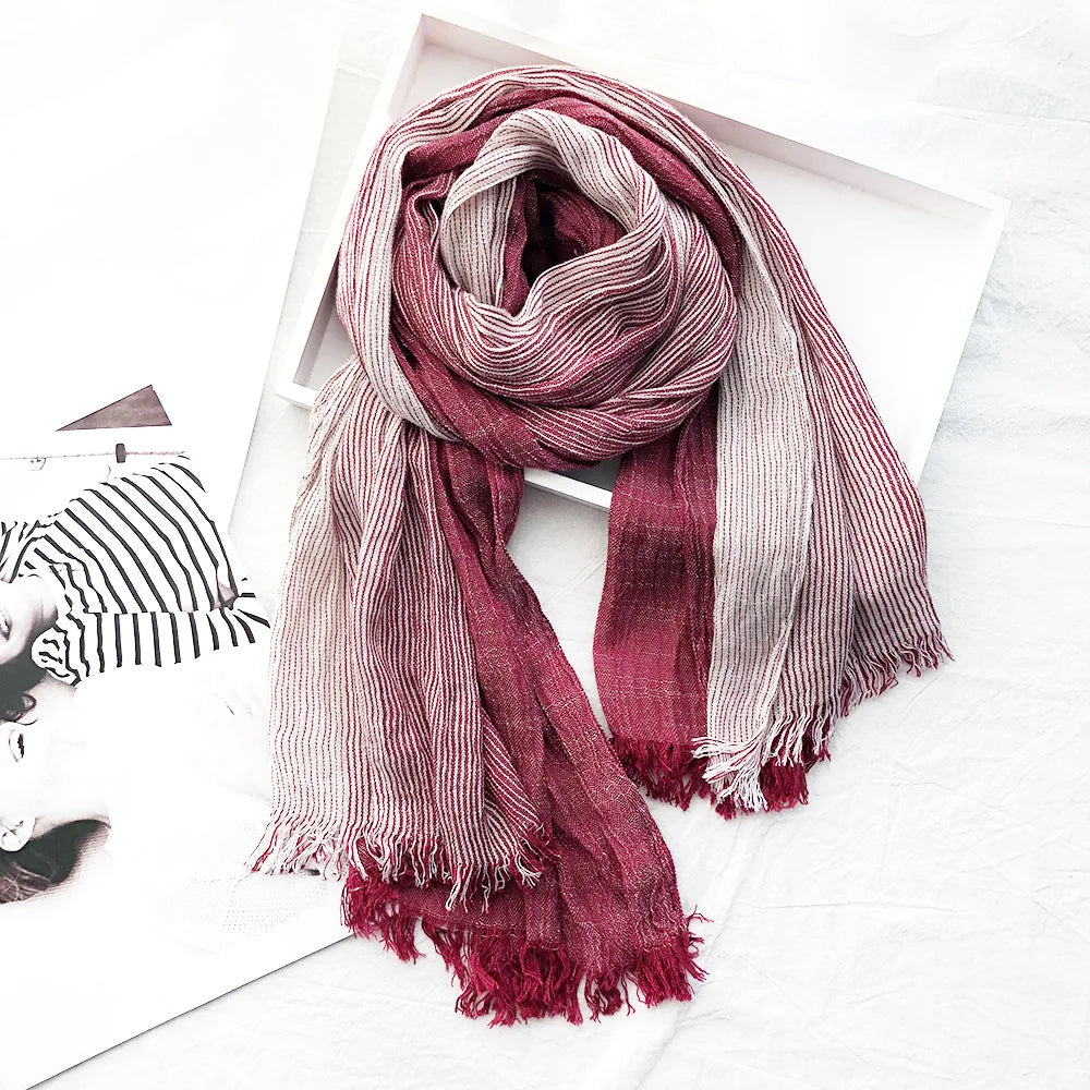 Chandler - Striped Linen Blend Scarf