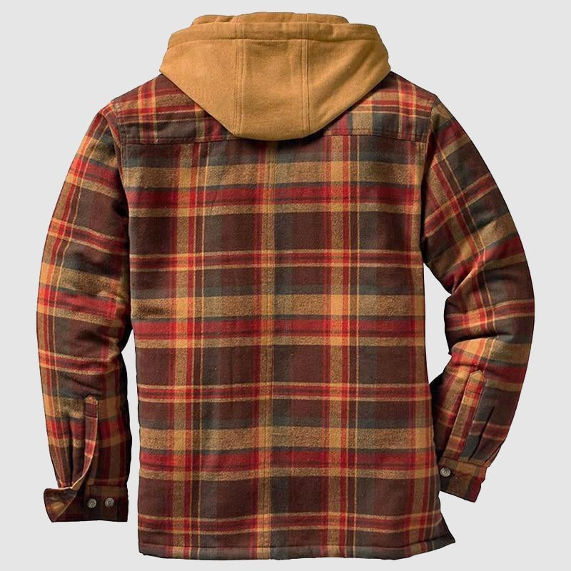 Charles - Men's Plaid Shirt Jacket with Quilted Hood