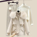 Cherry - Women's Three-Piece Winter Knit Outfit Set