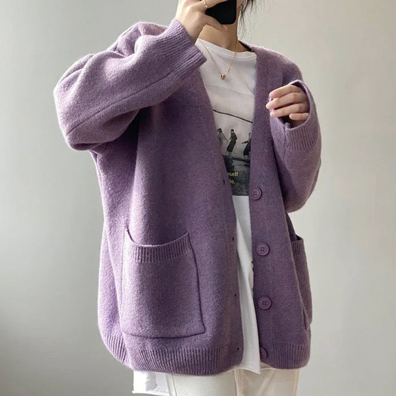 Chloe - Women's Relaxed Button-Front Soft Knit Cardigan