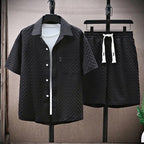 Clyde - Men's Textured Casual Two-Piece Shirt and Shorts Set