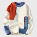 Cooper - Men's Colorblock Patchwork Cable Knit Sweater
