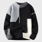 Cooper - Men's Colorblock Patchwork Cable Knit Sweater