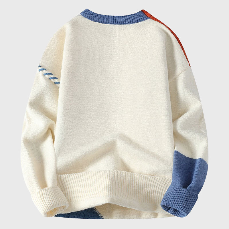 Cooper - Men's Colorblock Patchwork Cable Knit Sweater