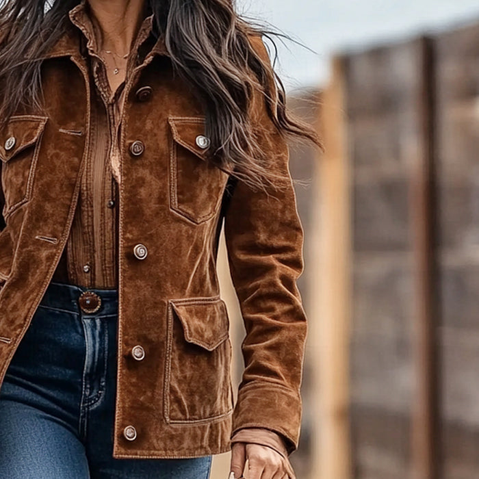 Dakota - Women's Faux Suede Utility Jacket