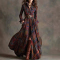Daniela - Women's Vintage Plaid Maxi Shirt Dress