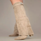 Danna - Women's Fold-Over Suede Knee Boots