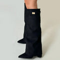 Danna - Women's Fold-Over Suede Knee Boots