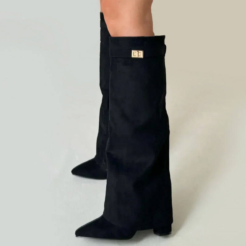 Danna - Women's Fold-Over Suede Knee Boots