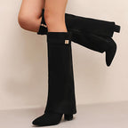Danna - Women's Fold-Over Suede Knee Boots