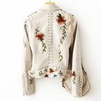Elena - Women's Embroidered Studded Leather Jacket