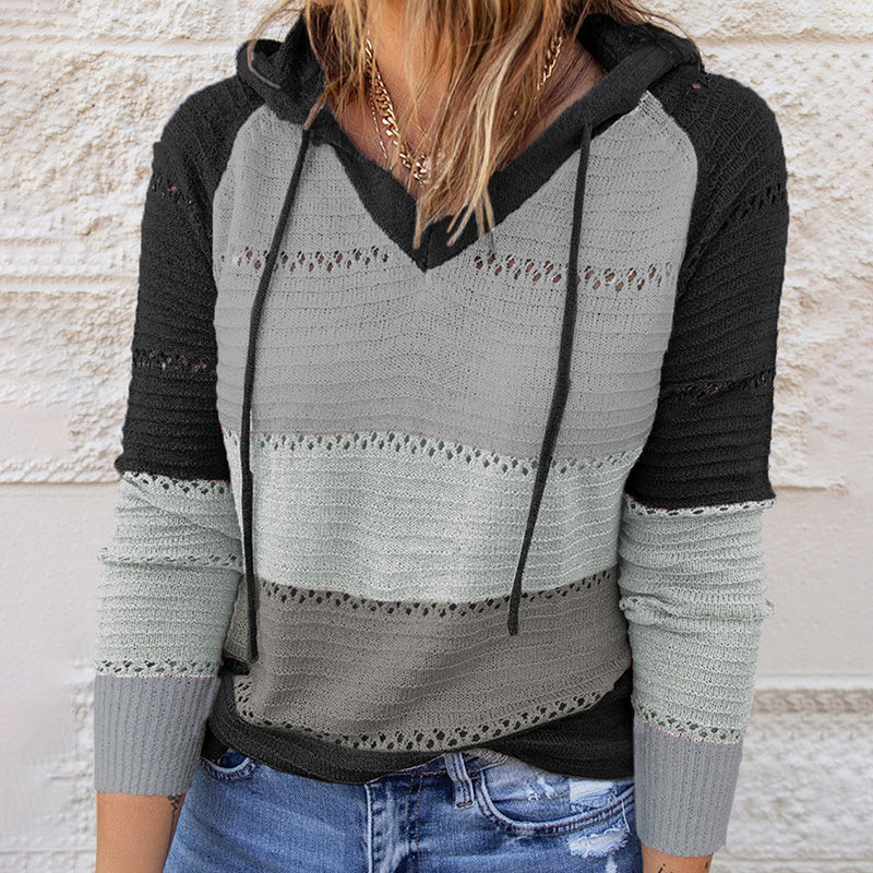 Elise - Women's Casual Lightweight Striped Hoodie