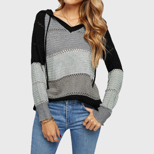 Elise - Women's Casual Lightweight Striped Hoodie