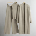 Eloise - Women's Lounge Style Ribbed 3-Piece Knit Set