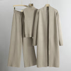 Eloise - Women's Lounge Style Ribbed 3-Piece Knit Set