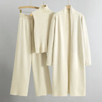 Eloise - Women's Lounge Style Ribbed 3-Piece Knit Set