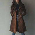 Eloure - Women's Faux Suede Longline Coat