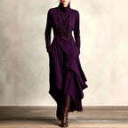 Elysia - Women's High Neck Cross-Front Maxi Dress